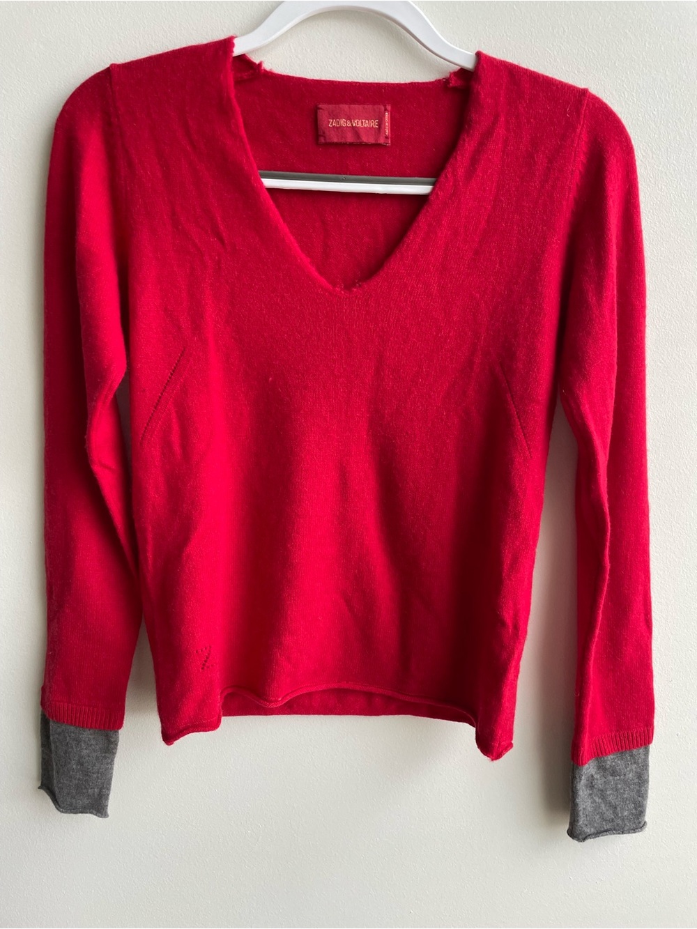 Zadig & Voltaire Bright Red V-Neck Sweater